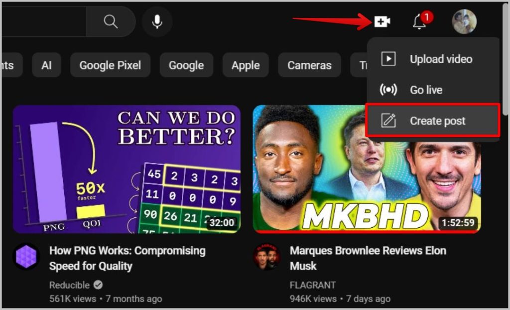 Создание публикации на YouTube Desktop