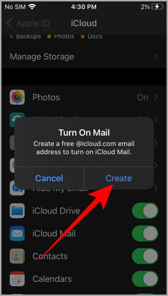 Создать почту iCloud на iPhone