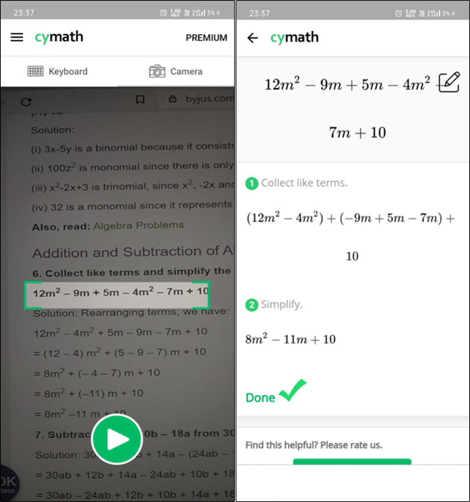 Используйте приложение Cymath для решения математических задач с изображением