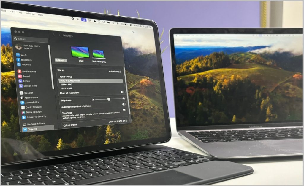 многоэкранный режим с использованием Duet Display на iPad и Mac