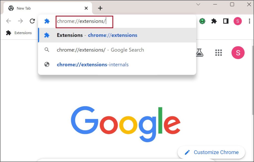 открыть страницу расширений в Chrome
