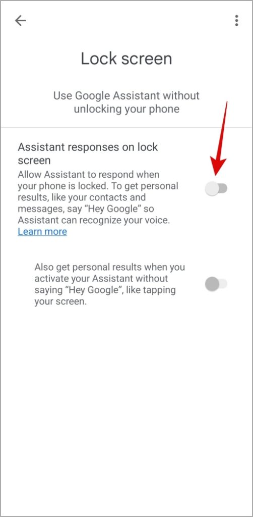 Отключить Google Assistant на экране блокировки на Android