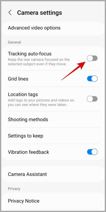 Отключить следящий автофокус на телефоне Samsung Galaxy
