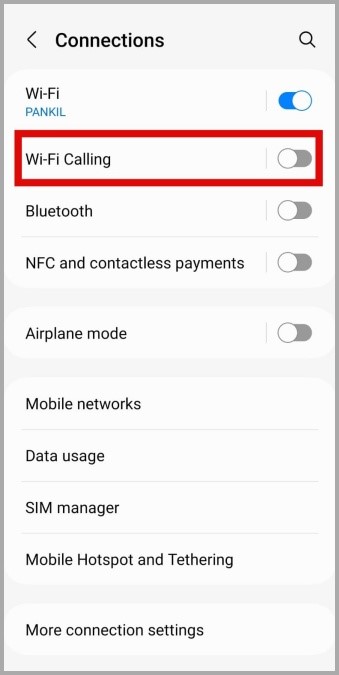 Отключить вызовы по Wi-Fi на Android