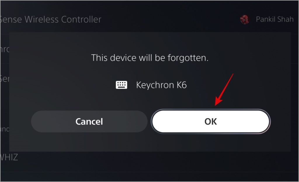 Отключить Bluetooth-клавиатуру от PS5