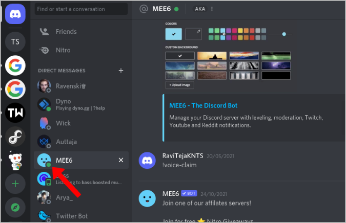 Точки статуса Discord Online