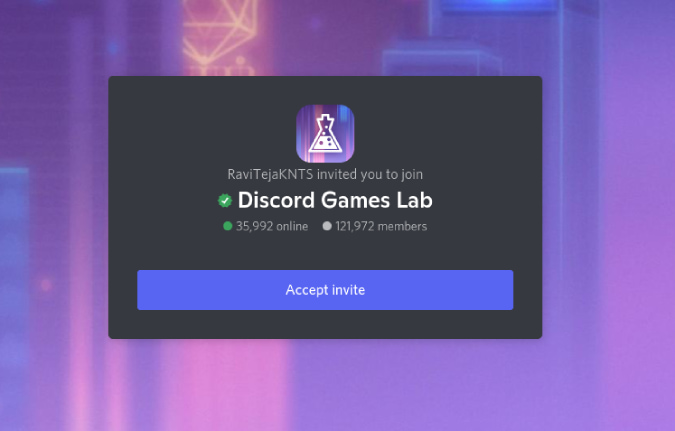 Присоединение к серверу Discord Games Lab