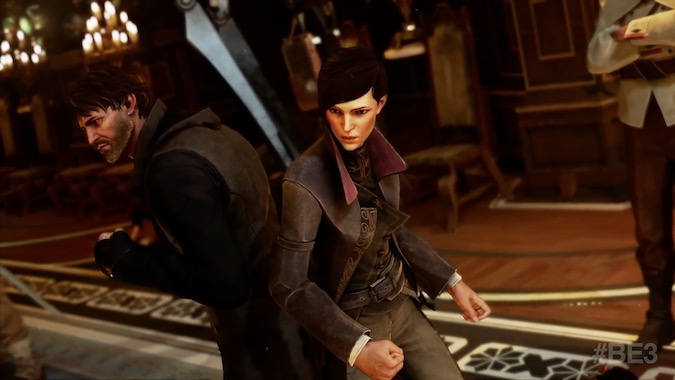 Dishonored 2 — Парень и девушка опозорены на свадьбе и теперь противостоят друг другу.