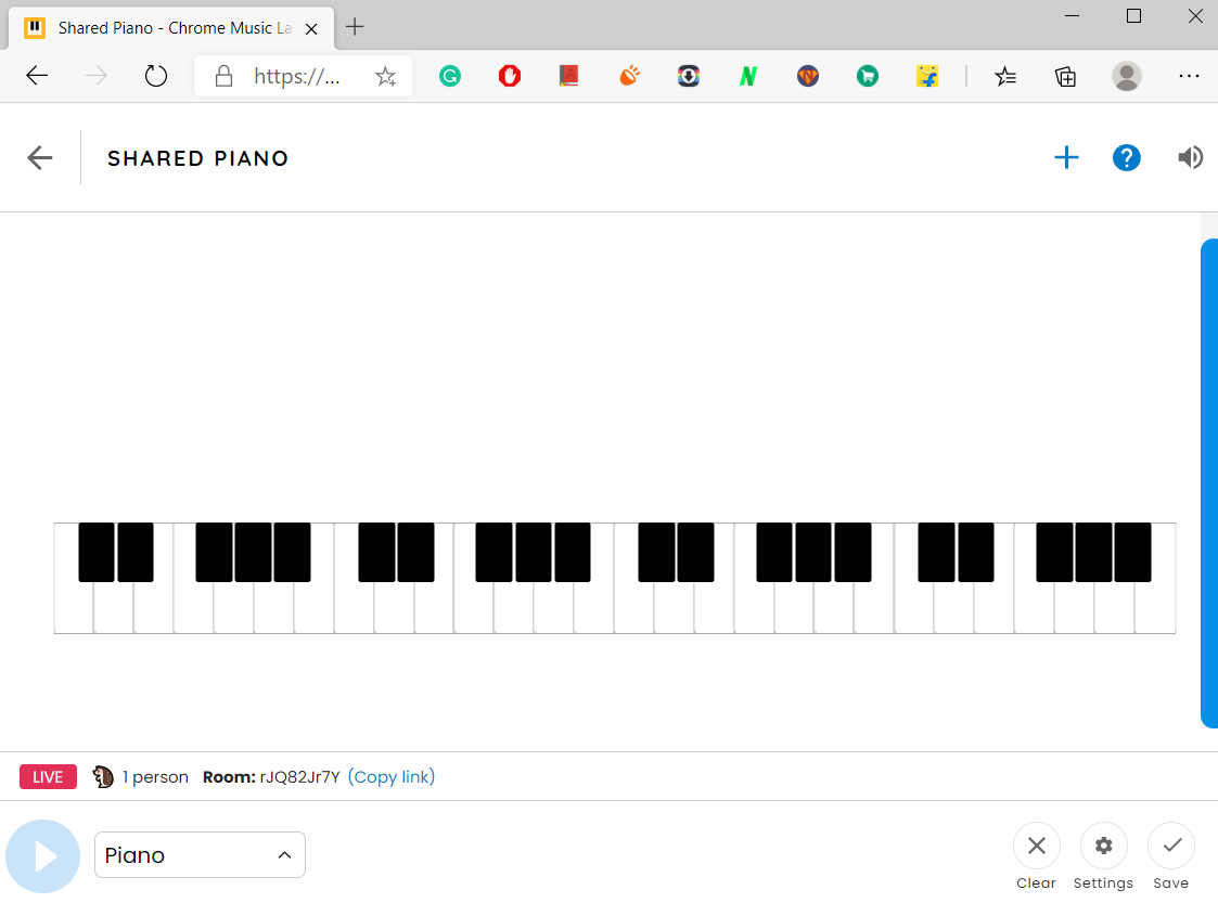 Общее фортепиано в Chrome Music Labs