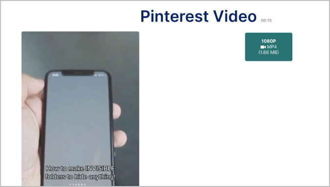 Ссылка для скачивания видео Pinterest из расширения Pinterest Video Downloader для Chrome