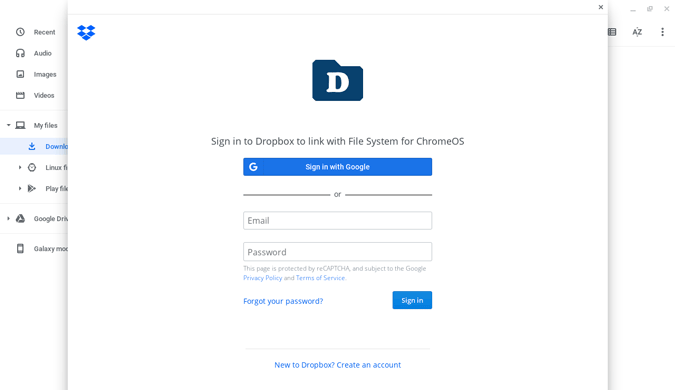 Вход в Dropbox с Chromebook