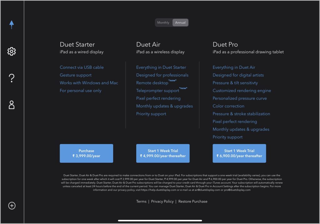 Подписки на Duet Display