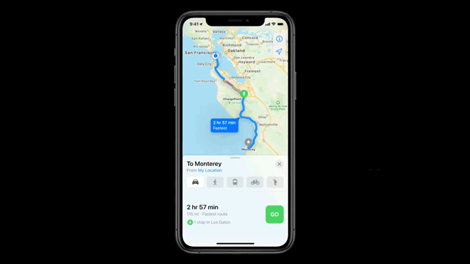 Функции EV Routing на Apple Maps