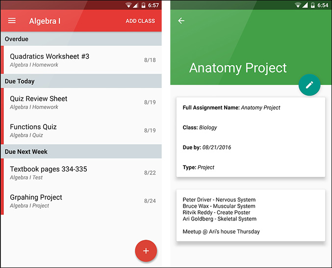 приложения для планирования домашних заданий — Egenda для Android