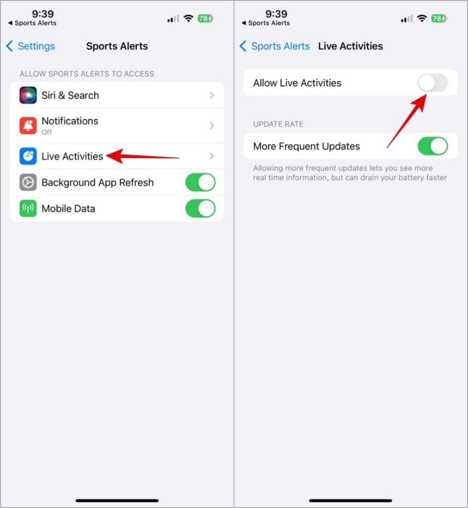 Включите приложение Live Activity для спортивных оповещений на iPhone