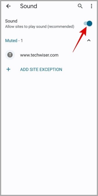 Включите разрешение звука для веб-сайтов в Chrome для Android