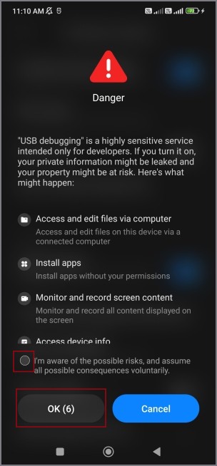 Включить отладку по USB в Android