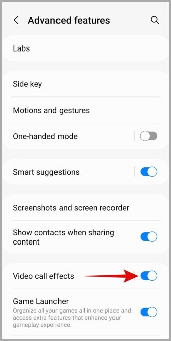 Включить или отключить эффекты видеовызова на телефоне Samsung Galaxy