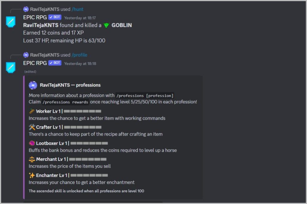 Эпическая ролевая игра Discord Bot