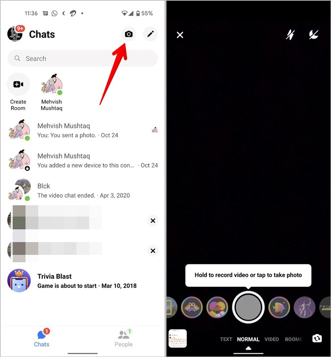 Facebook Messenger Icons Камера на главном экране