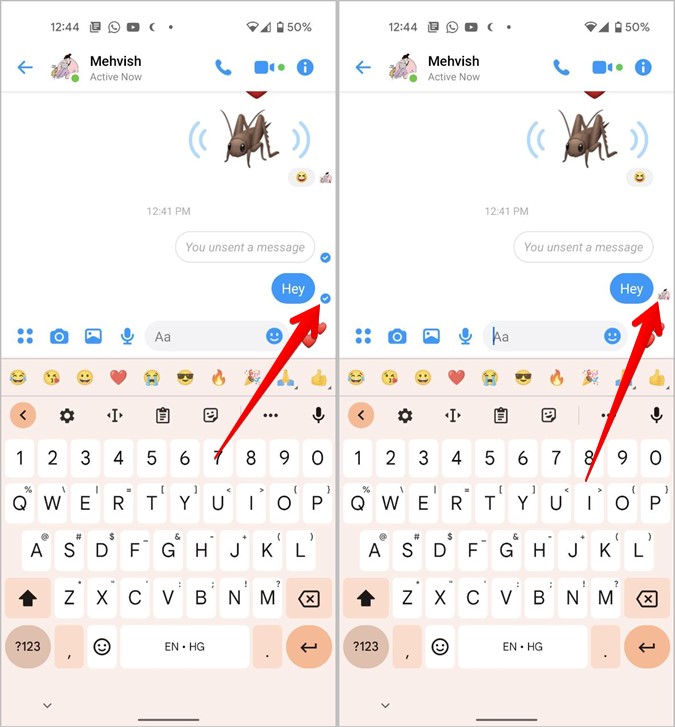 Значки Facebook Messenger Сообщение доставлено