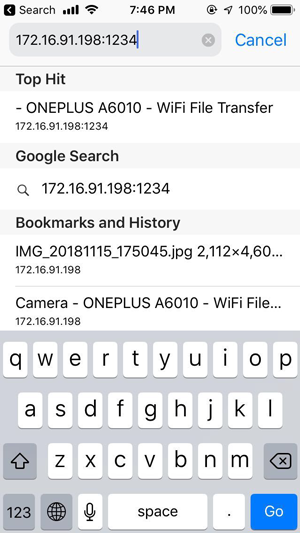 Перенос файлов с Android на iOS без SHAREit — WFT, введите адрес FTP