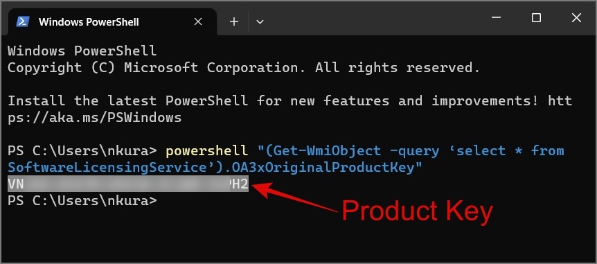 Найдите ключ продукта Windows с помощью PowerShell