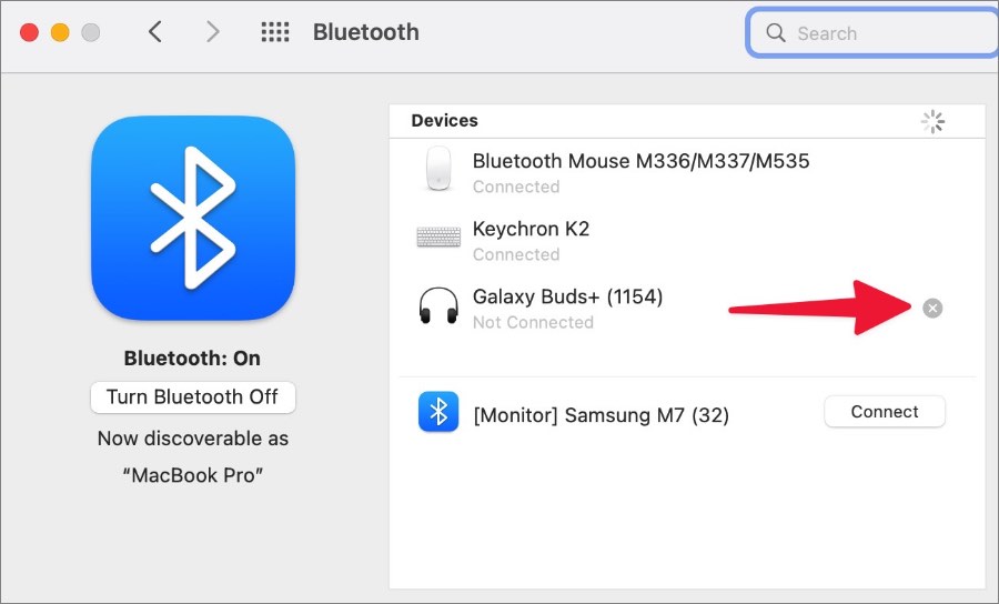 удалить устройство Bluetooth на Mac