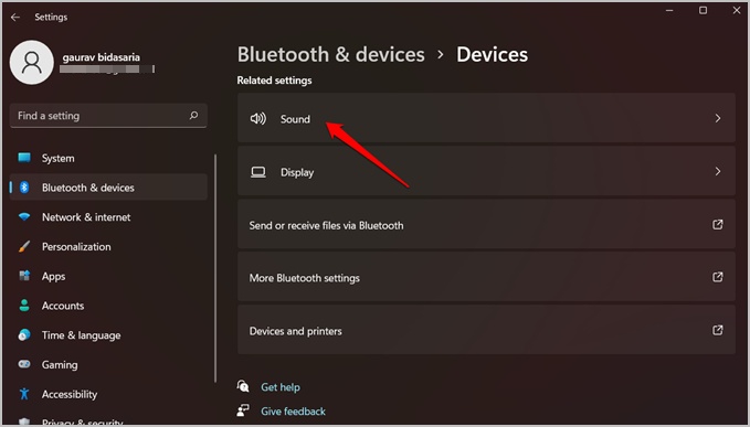 настройки звука Bluetooth в Windows 11