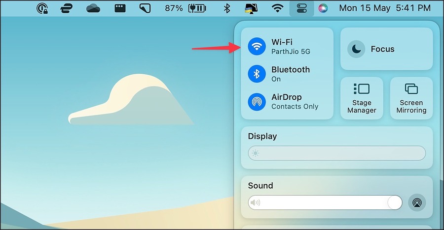 Подключитесь к сети Wi-Fi на Mac