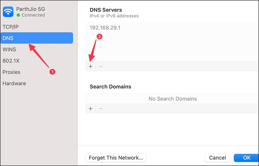 Добавить DNS-серверы