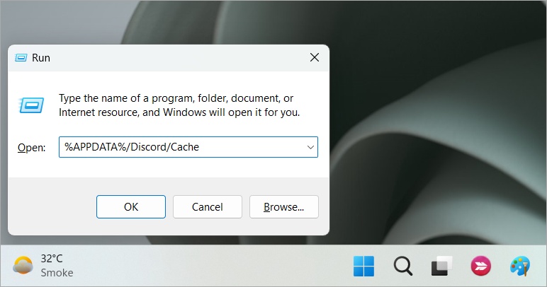 очистить кэш Discord в Windows