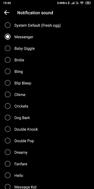 звуки уведомлений мессенджера из системы