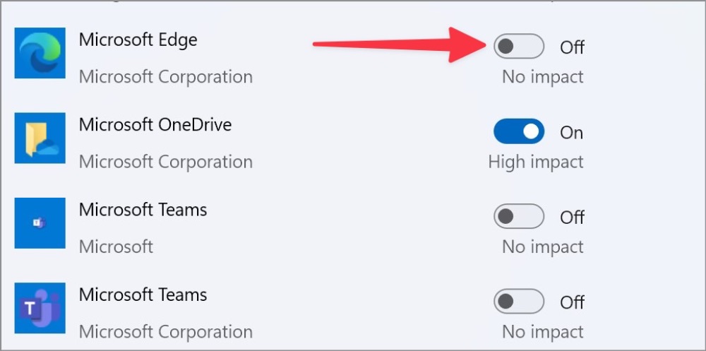 отключить Edge в меню запуска в настройках Windows