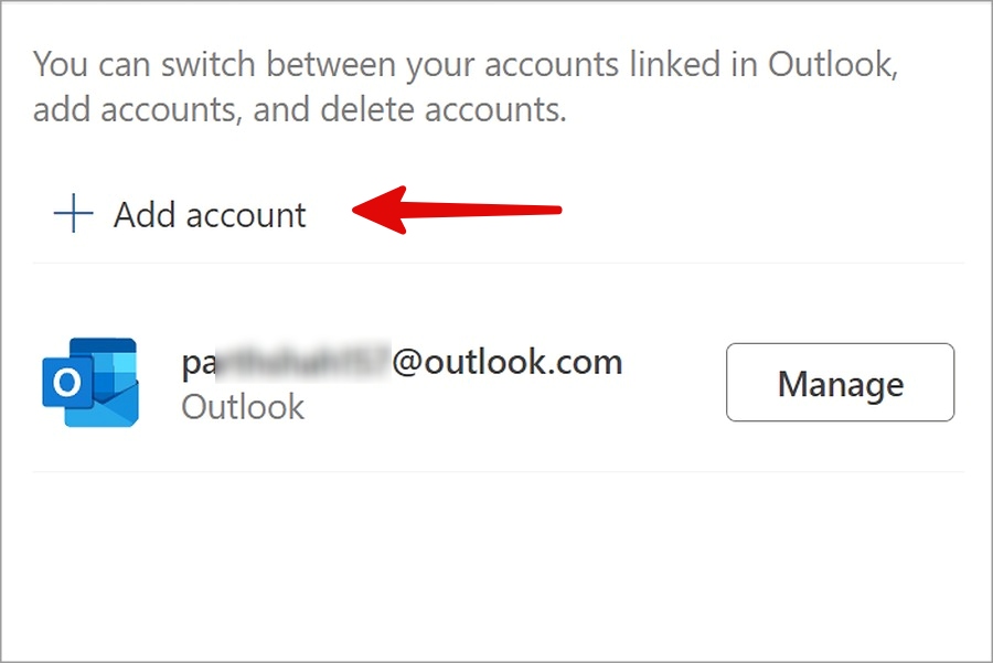 добавить новую учетную запись в Outlook в Windows