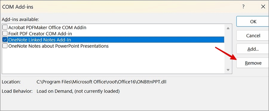 отключить дополнения для Powerpoint в Windows