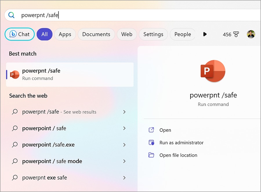 PowerPoint в безопасном режиме в Windows