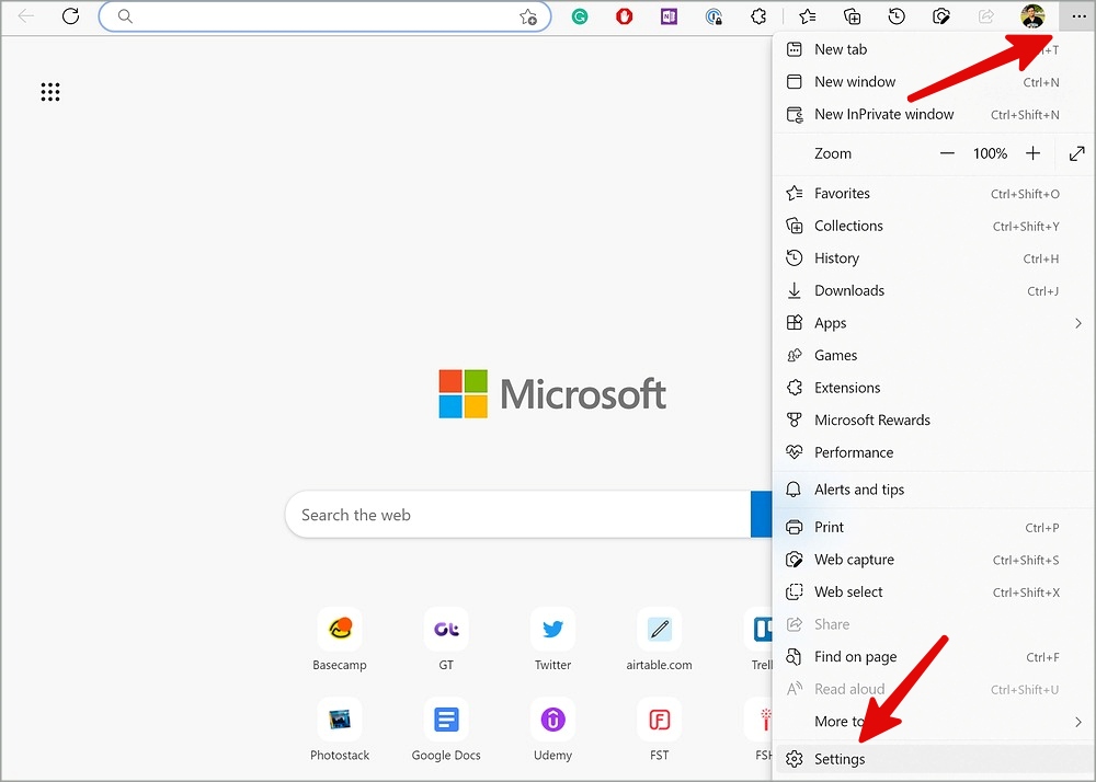 Настройки Microsoft Edge в Windows