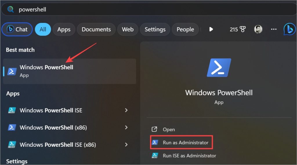 открыть Windows PowerShell с правами администратора