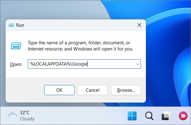 Данные кэша Google Диска в Windows 11