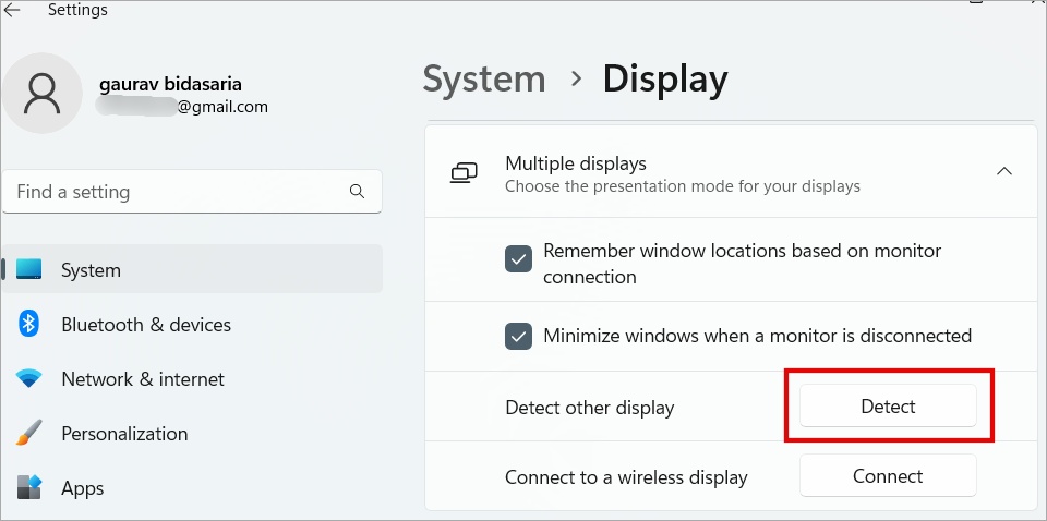 обнаружить второй монитор в настройках Windows и настроить его для расширения этих дисплеев