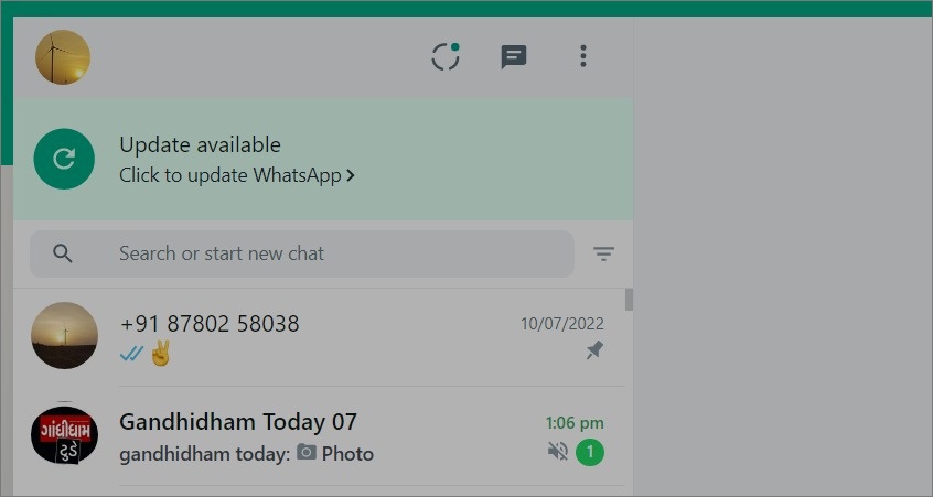 обновить WhatsApp в веб-браузере