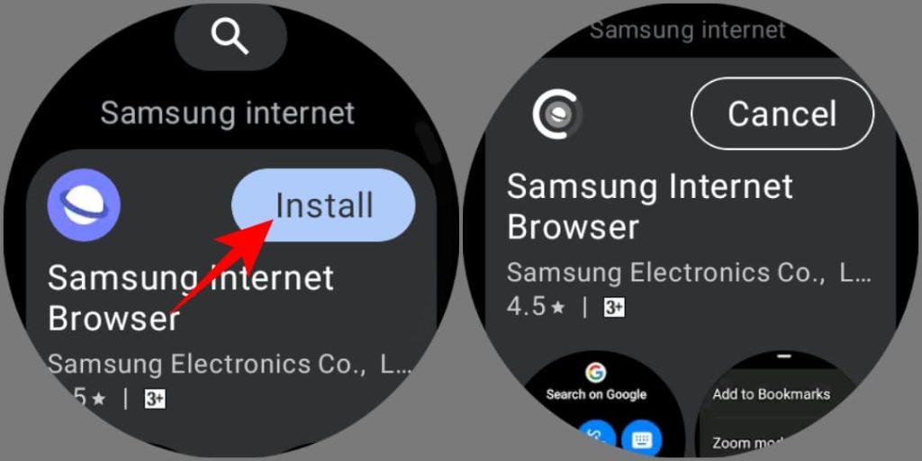 Samsung Internet в Play Store на Galaxy Watch
