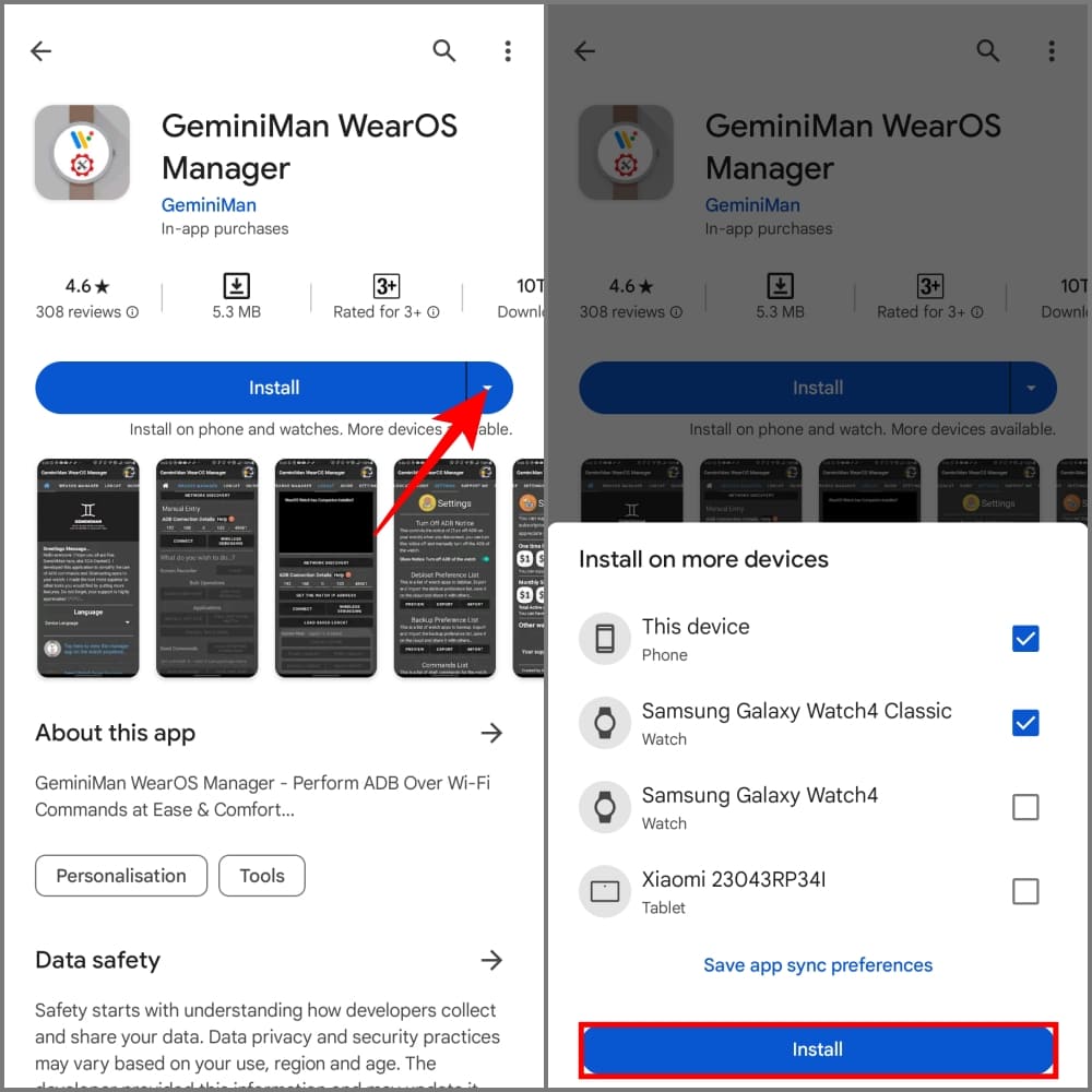 Установка GeminiMan WearOS Manager на Android и Galaxy Watch