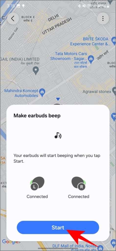 Приложение «Найти мои наушники» в приложении Galaxy Wearable на телефоне Samsung
