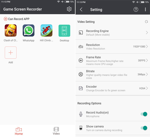 Game Screen Recorder - лучшее приложение для записи экрана Android