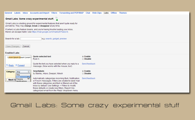 Gmail Labs: несколько сумасшедших экспериментов