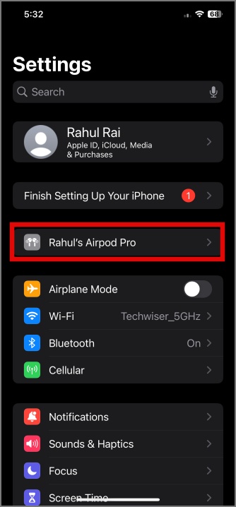 Зайдите в настройки AirPods