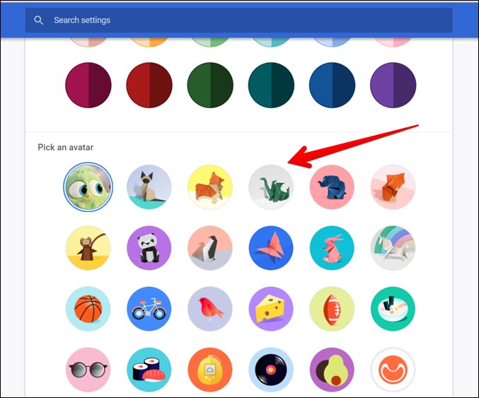 Google Chrome Выбрать аватар