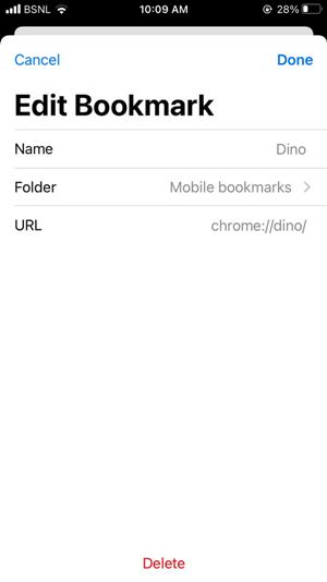 Google Chrome Dino Game Добавить закладку iPhone